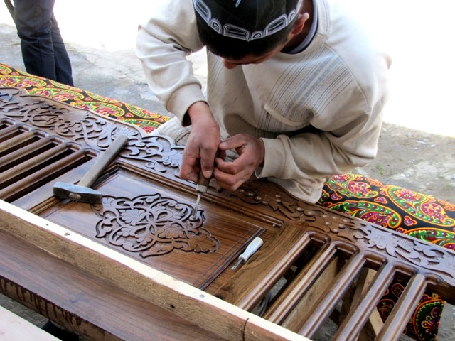 Wood carving in Uzbekistan